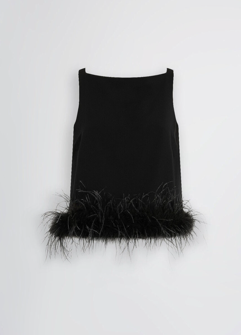top with feathers