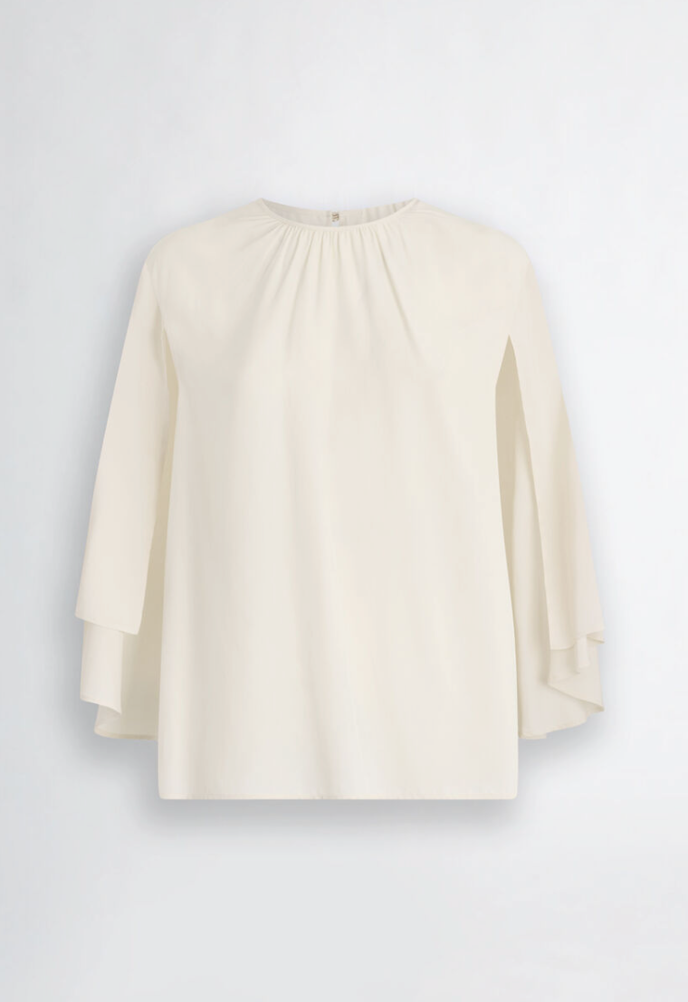 Crepe de chine blouse with belt