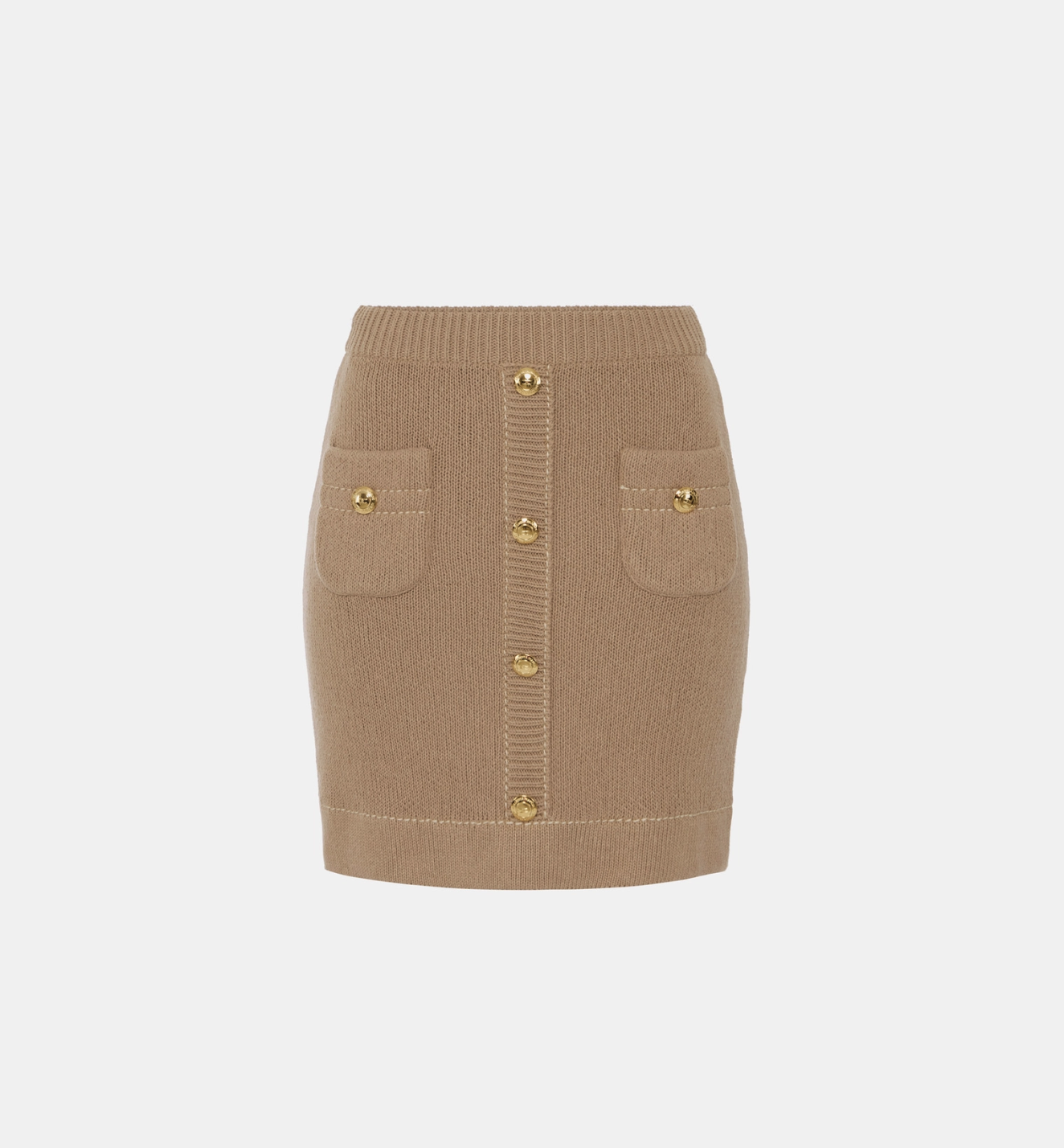 Skirt in knit fabric with pockets and logoed buttons