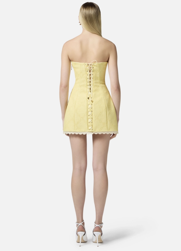 Strapless dress with crossover laces