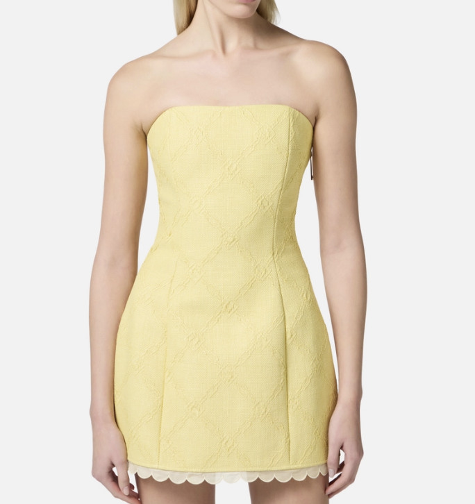 Strapless dress with crossover laces