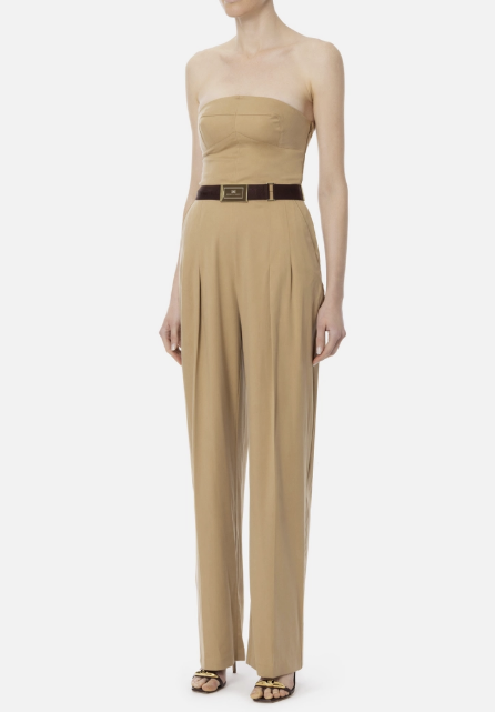 Jumpsuit in stretch lyocell fabric with crossover laces