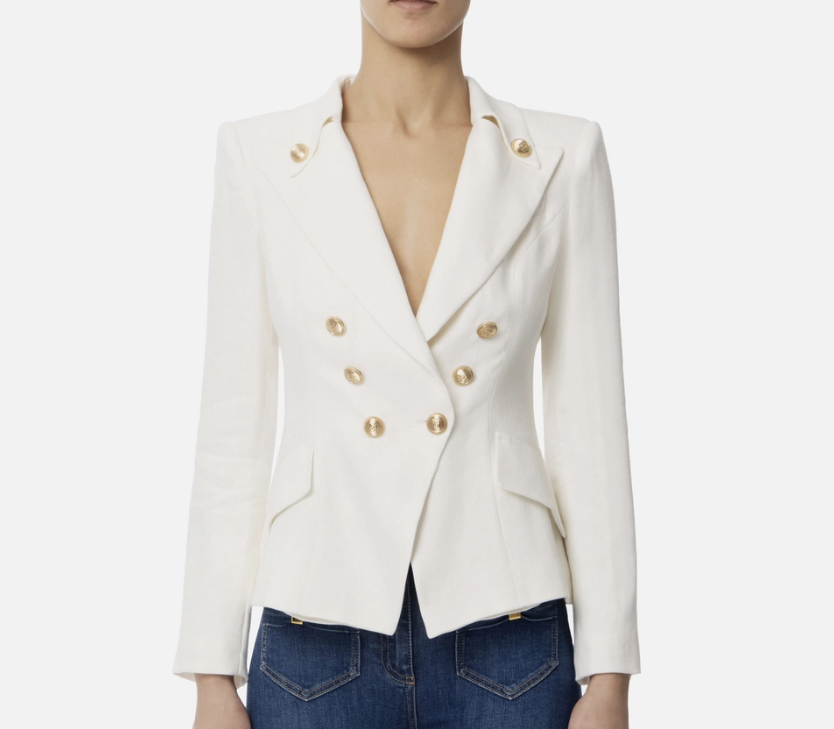 Linen blend Blaser with Gold Buttons