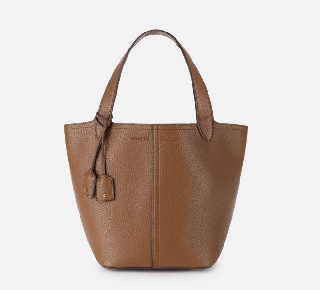 Synthetic material small tote bag with logo charms