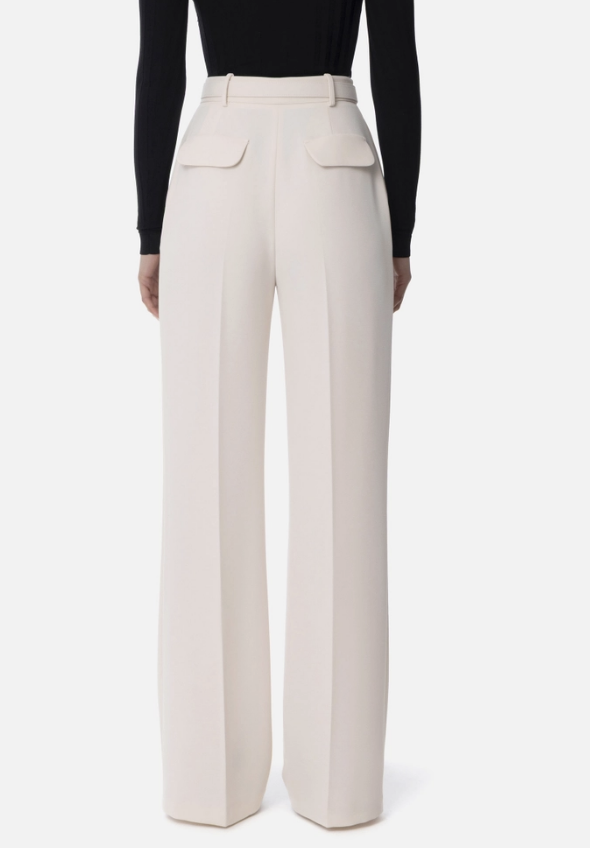 Trousers in lightweight crêpe fabric with belt