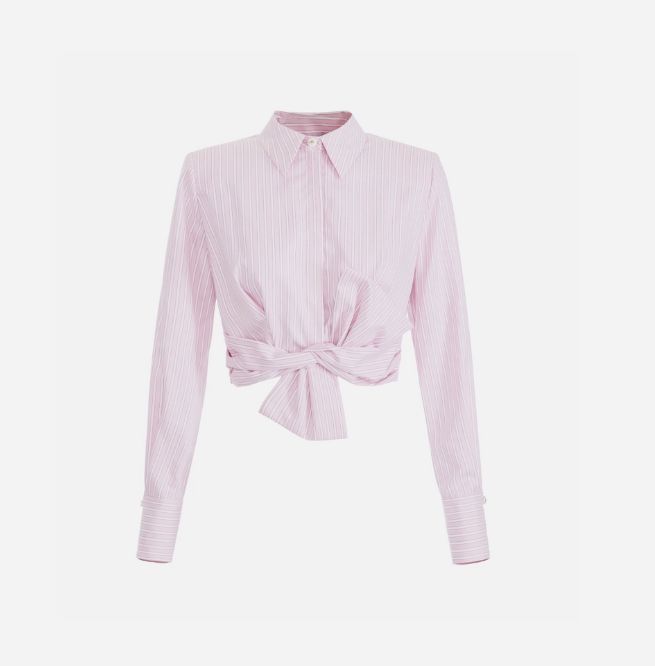 Cotton poplin shirt with bow