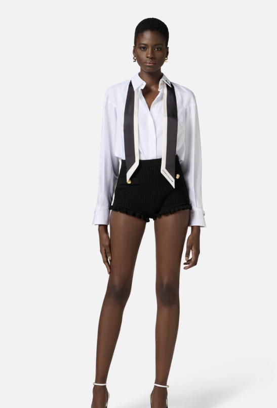 Cotton poplin shirt with foulard scarf