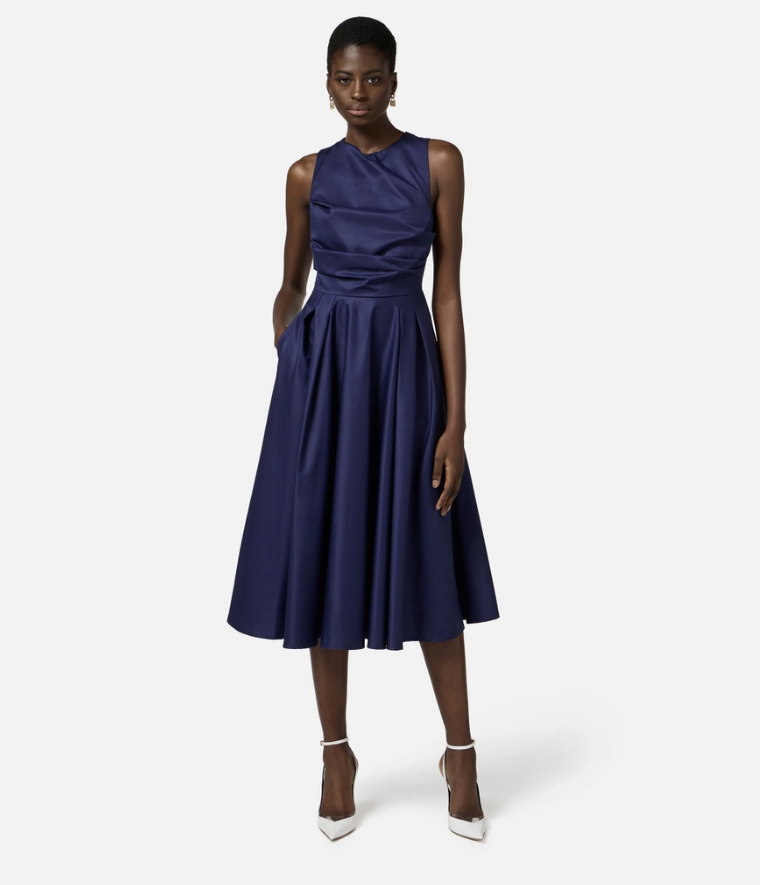 Cotton poplin dress with logo detail