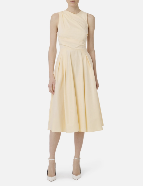 Cotton poplin dress with logo detail