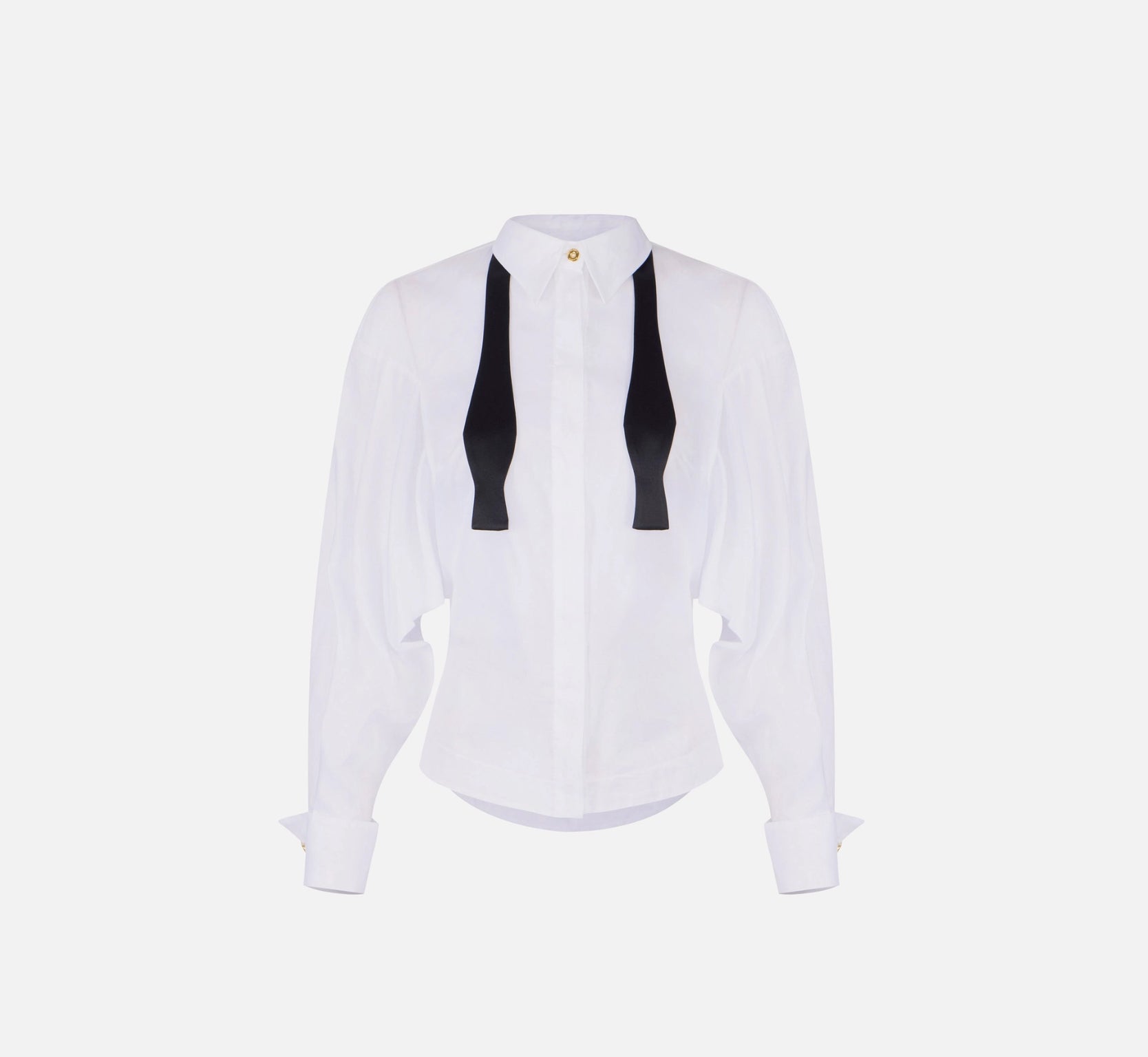 Cotton voile shirt with bow tie