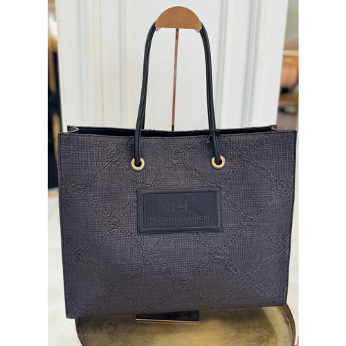 Large tote bag in jacquard raffia