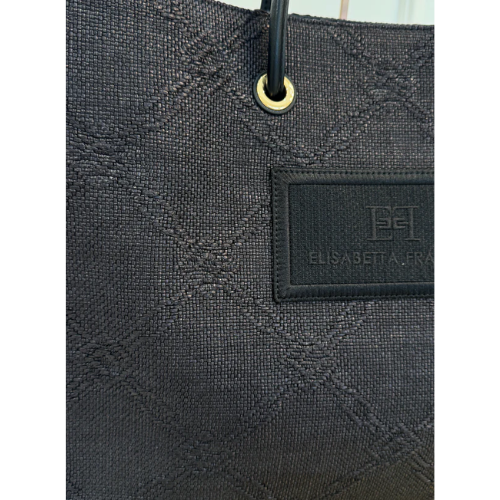 Large tote bag in jacquard raffia