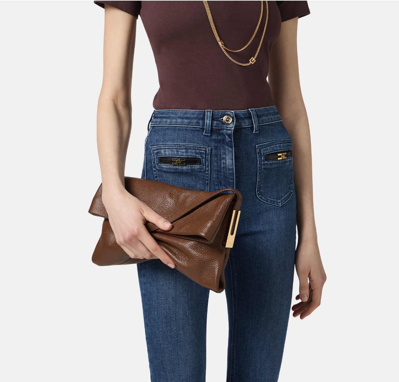 Leather over-the-shoulder bag