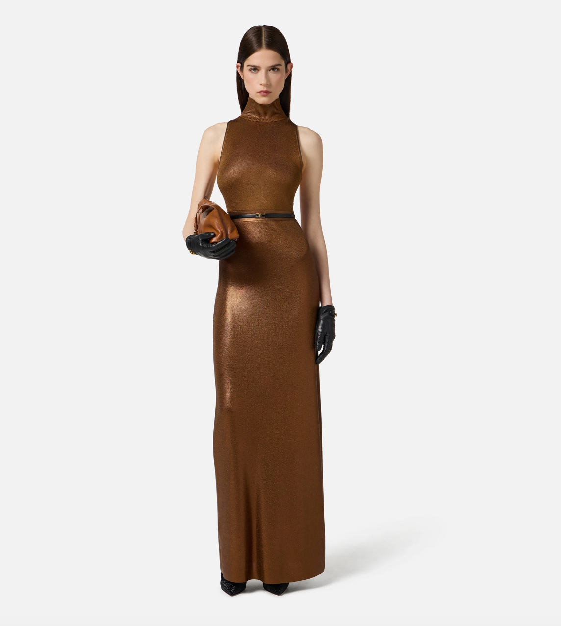 Red Carpet laminated knit dress