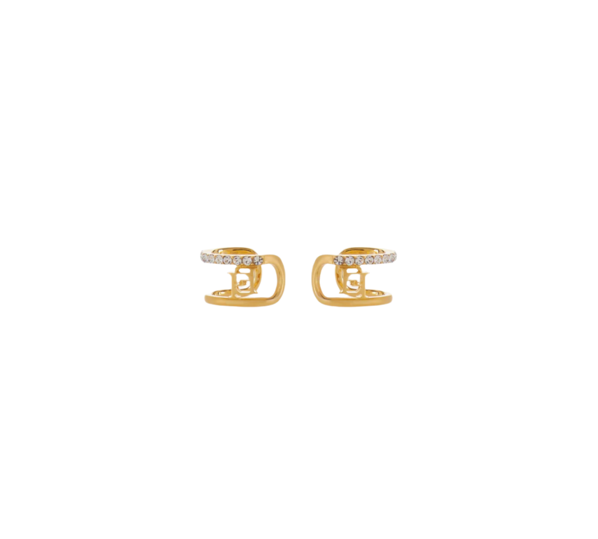 Earrings with logo and rhinestones