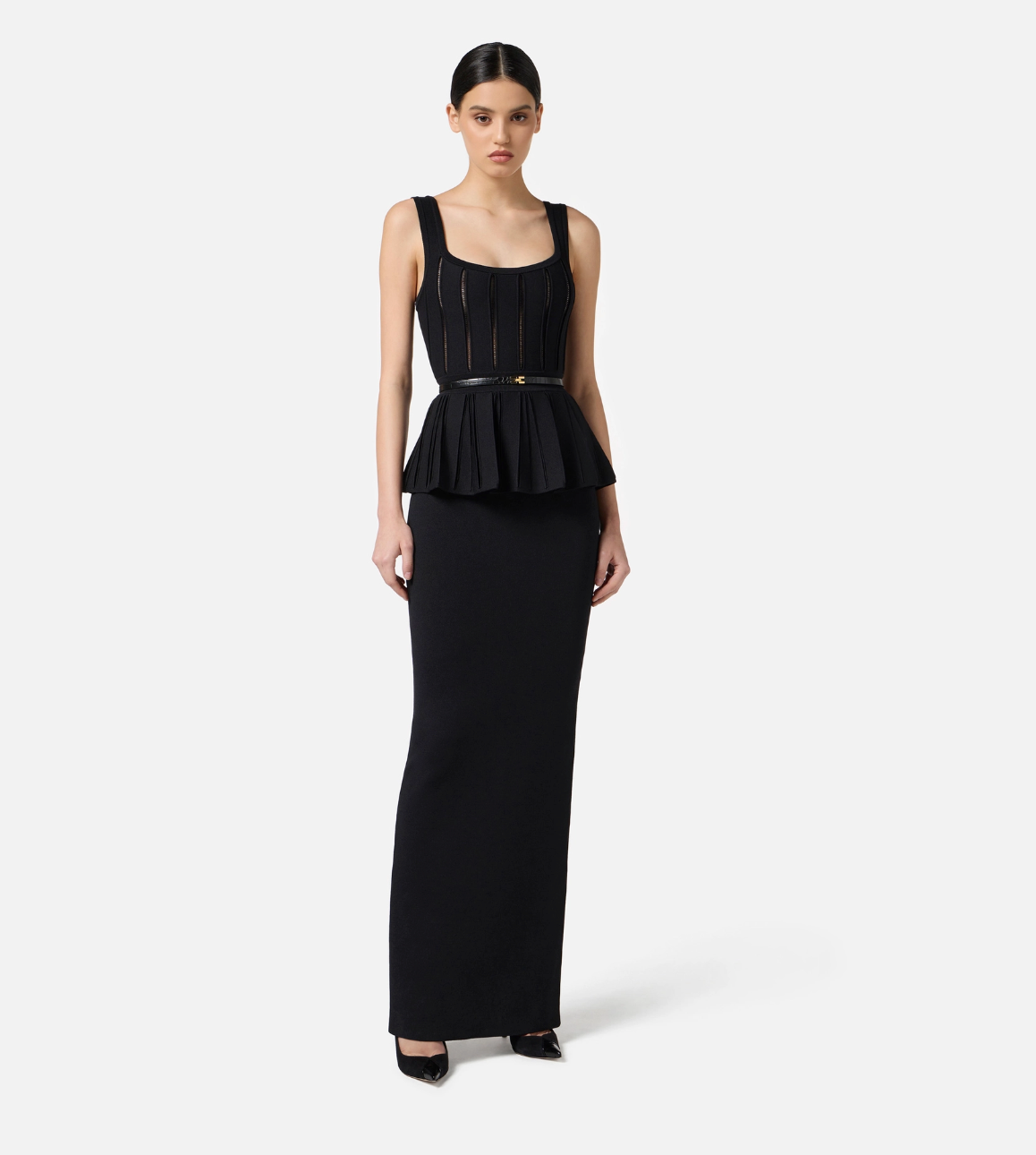 Red Carpet knit dress with peplum