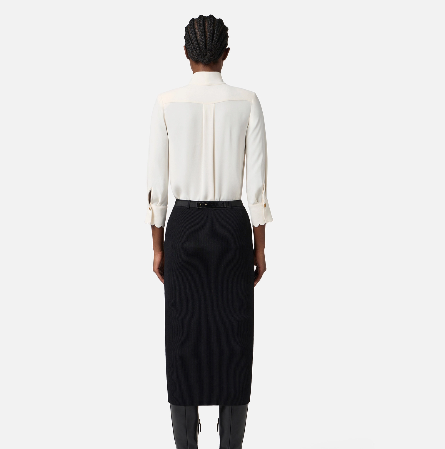 Blouse in georgette fabric with sash belt