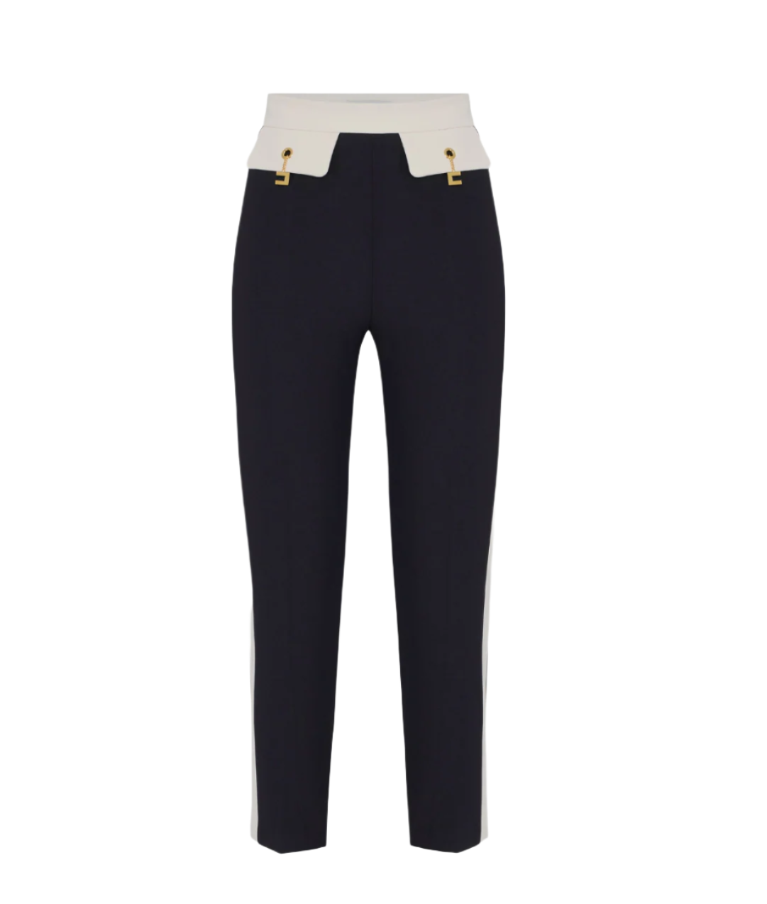 Two-colour trousers in double-layer crêpe fabric