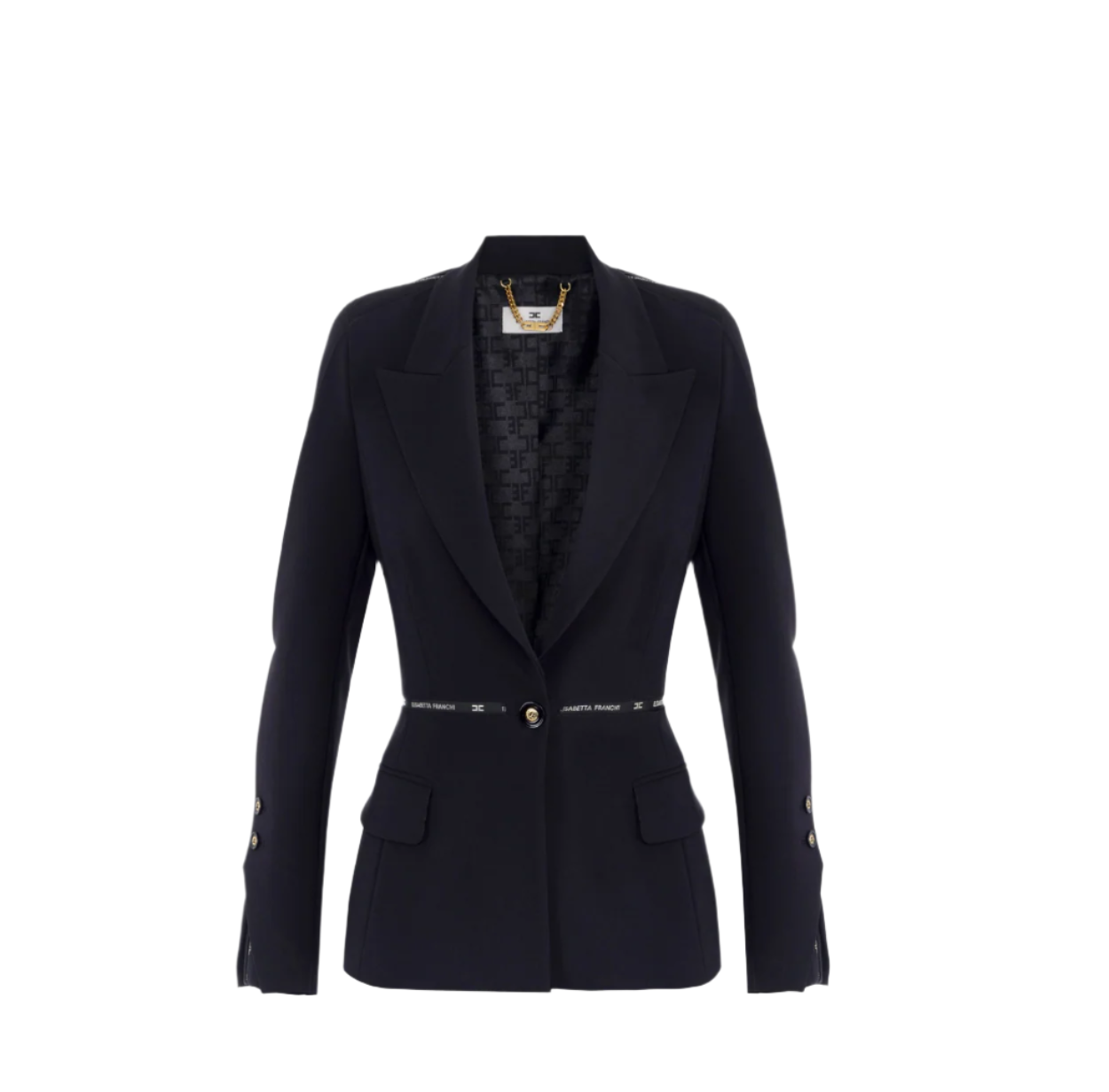 Jacket in crêpe fabric with logo ribbon
