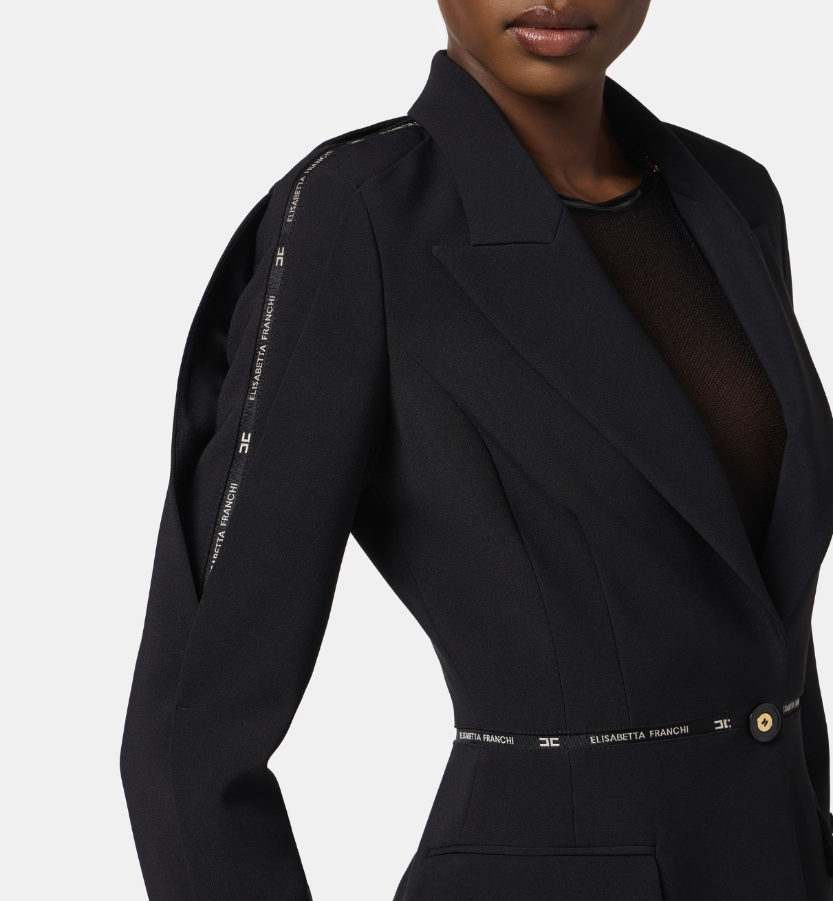 Jacket in crêpe fabric with logo ribbon