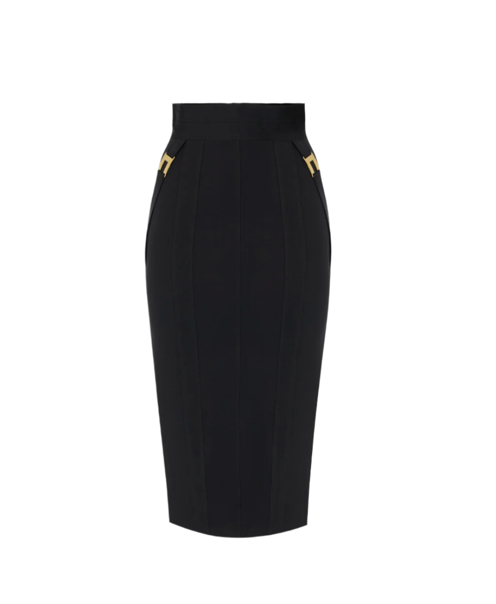 Skirt in bi-elastic fabric with jewel logo