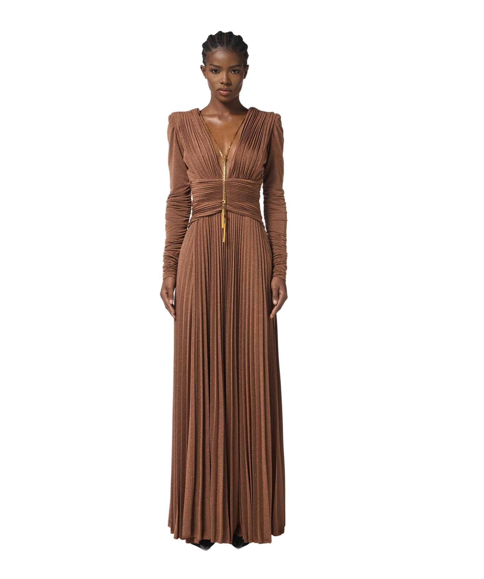 Red Carpet dress in lurex jersey with necklace