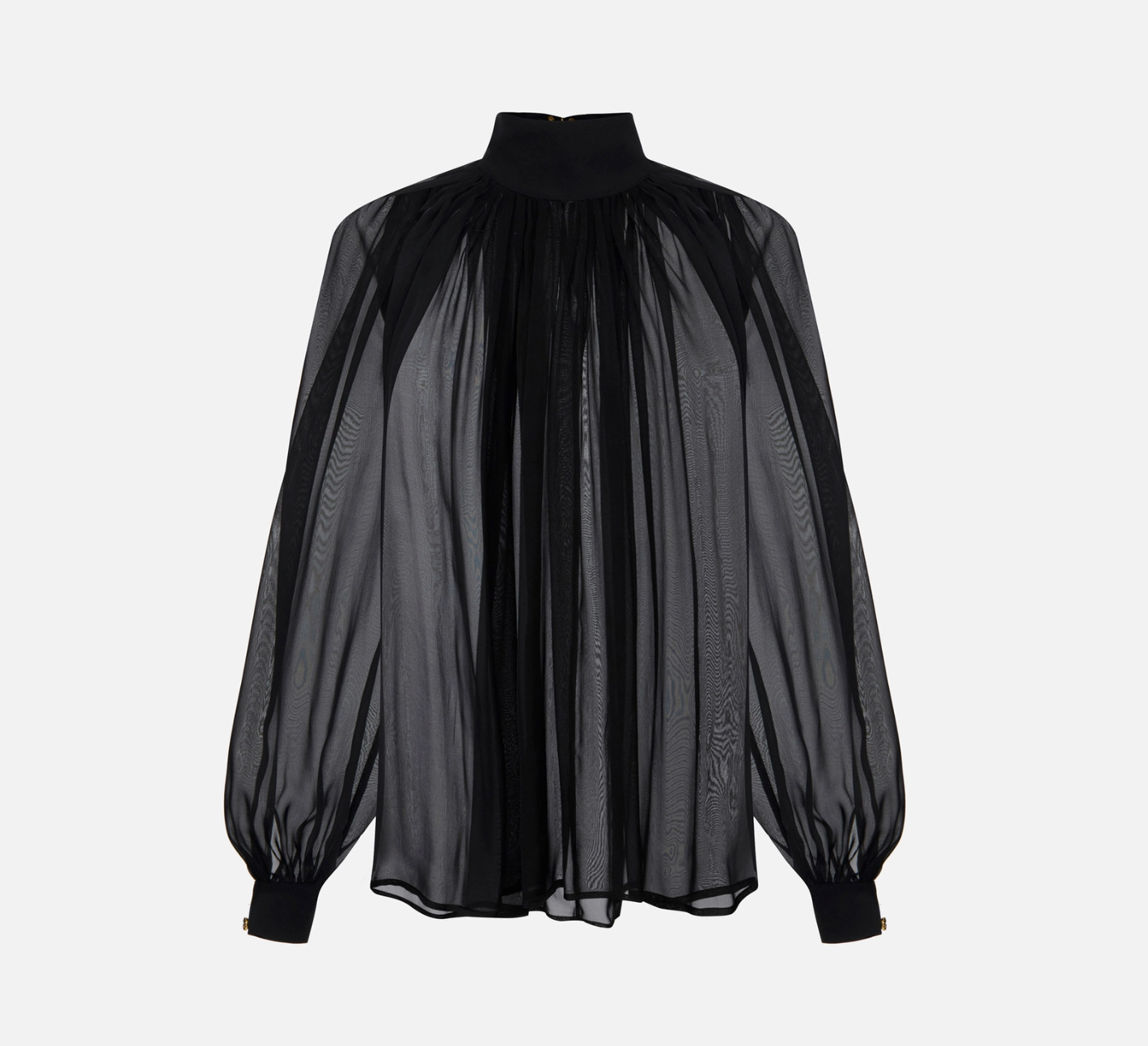 Blouse in voile fabric with jewel clasps
