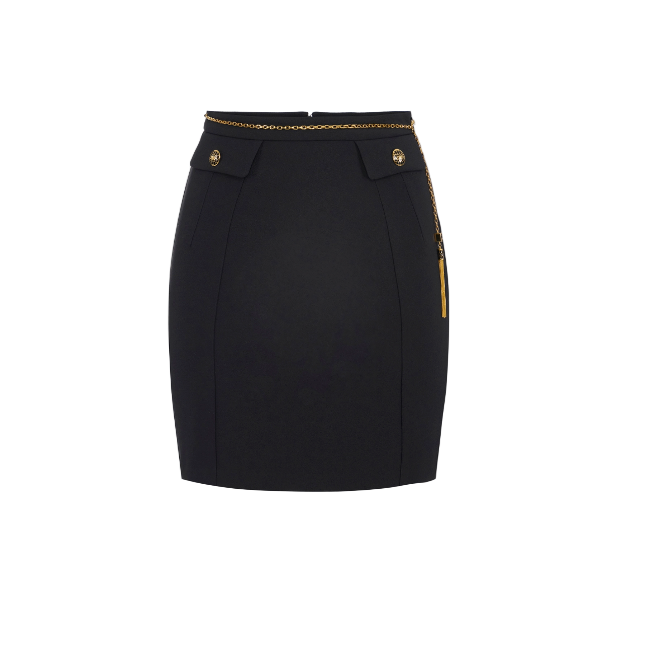 Skirt in double-layer crêpe fabric with jewel chain