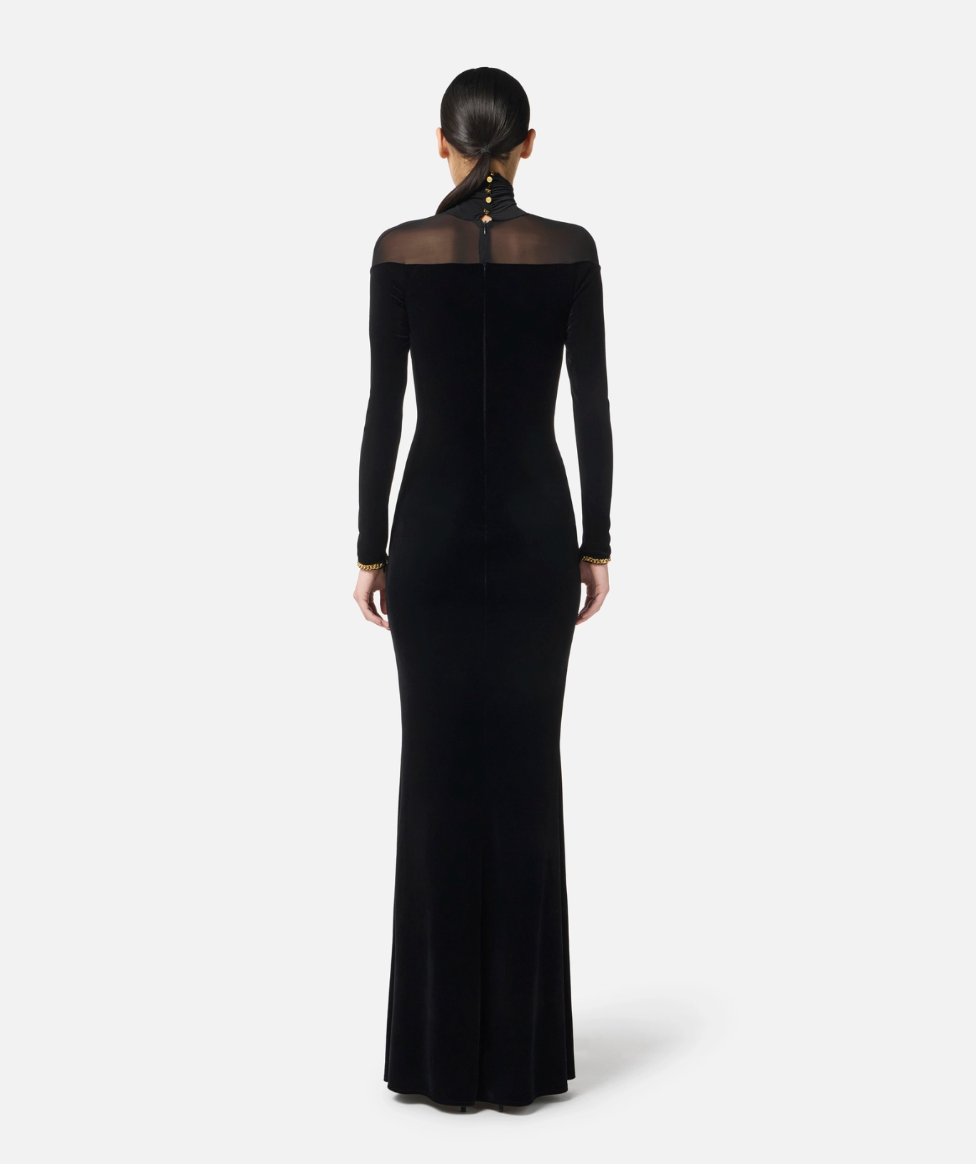 Red Carpet dress in velvet and jersey fabrics