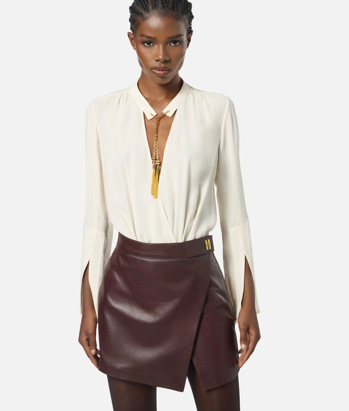 Bodysuit in georgette fabric with jewel details
