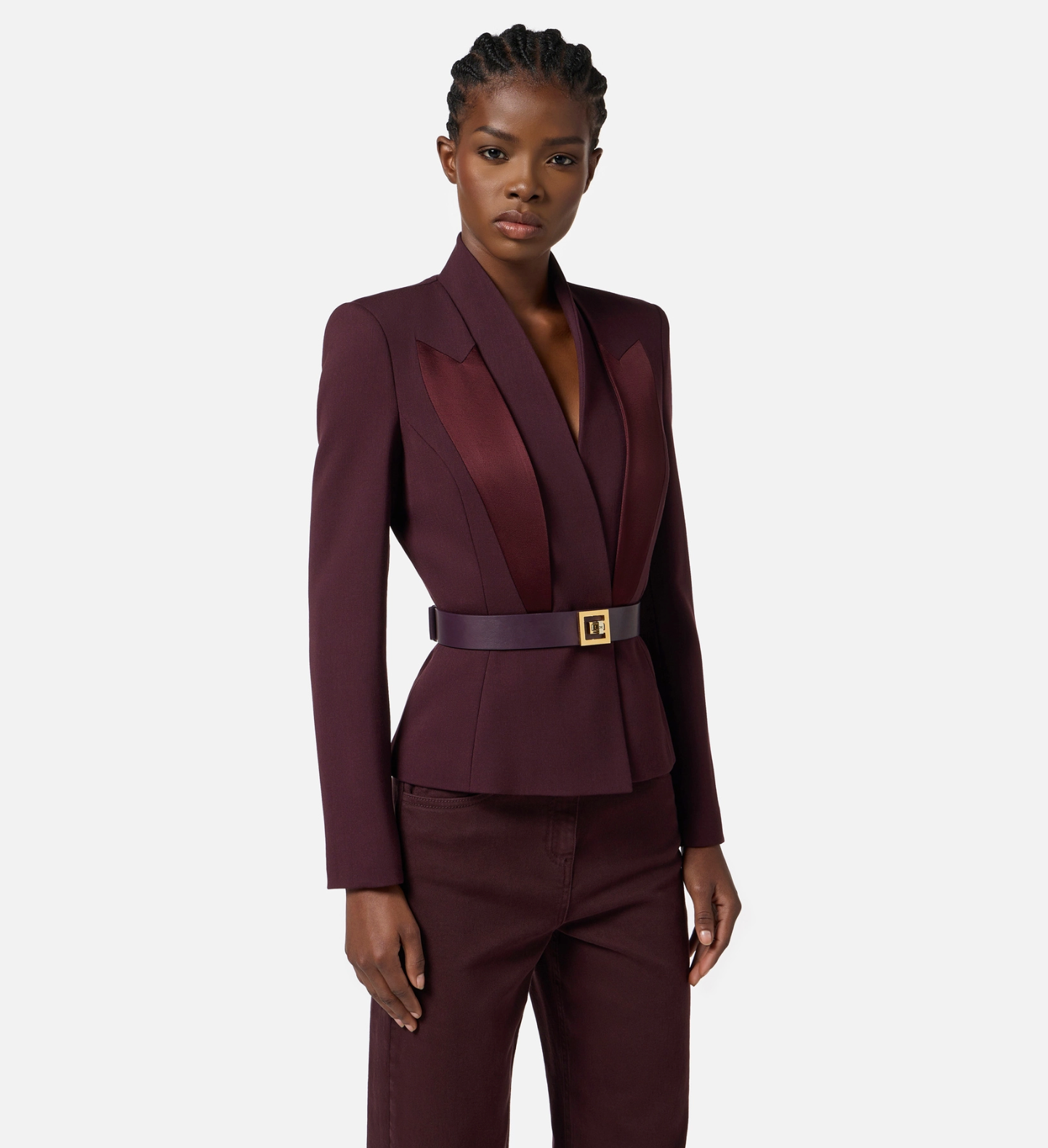 Crêpe jacket with satin lapels