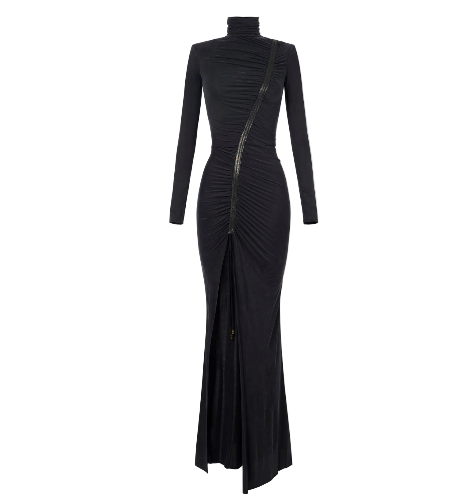Red Carpet dress in cupro jersey fabric with python details