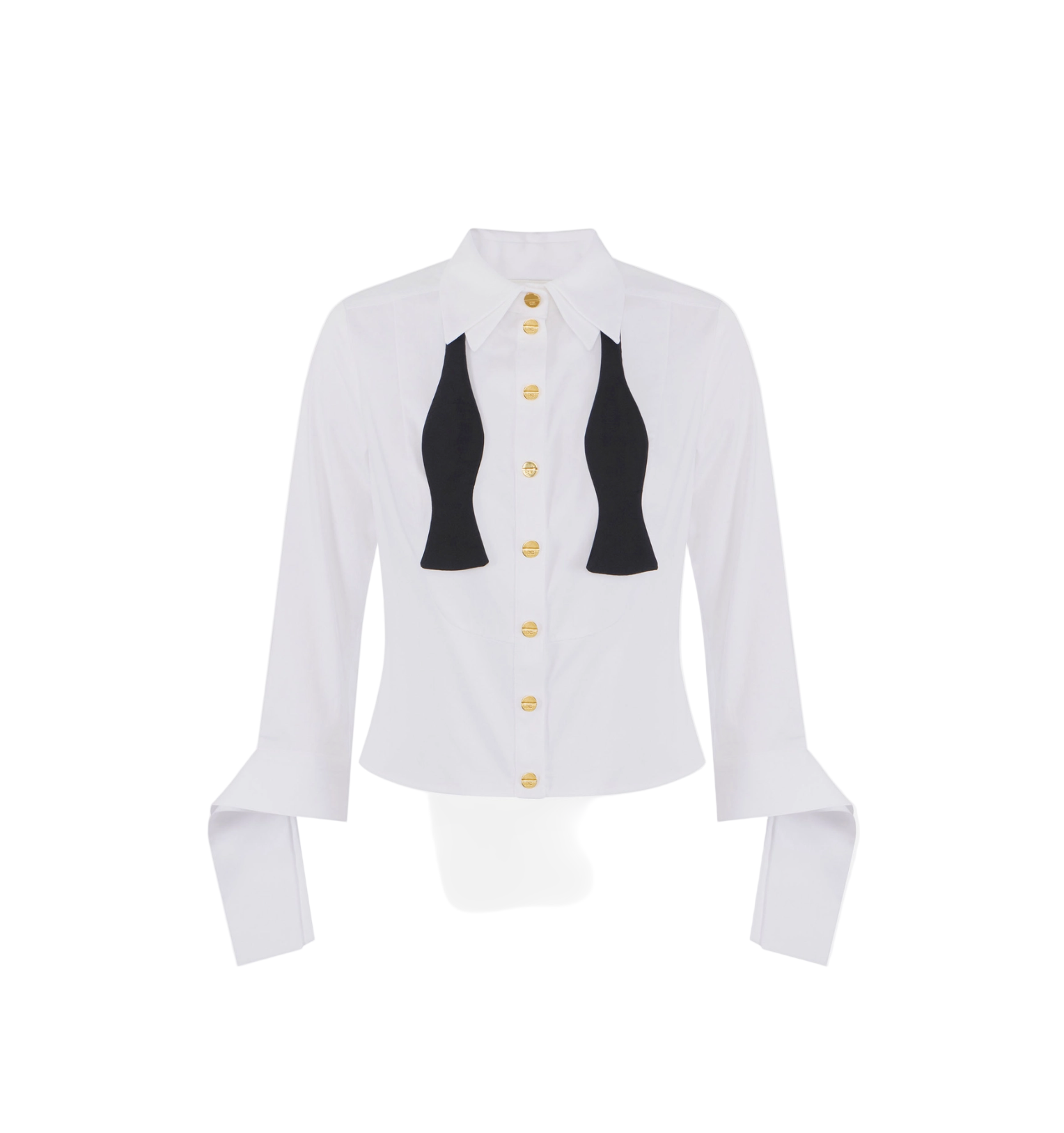 Cotton poplin shirt with bow tie