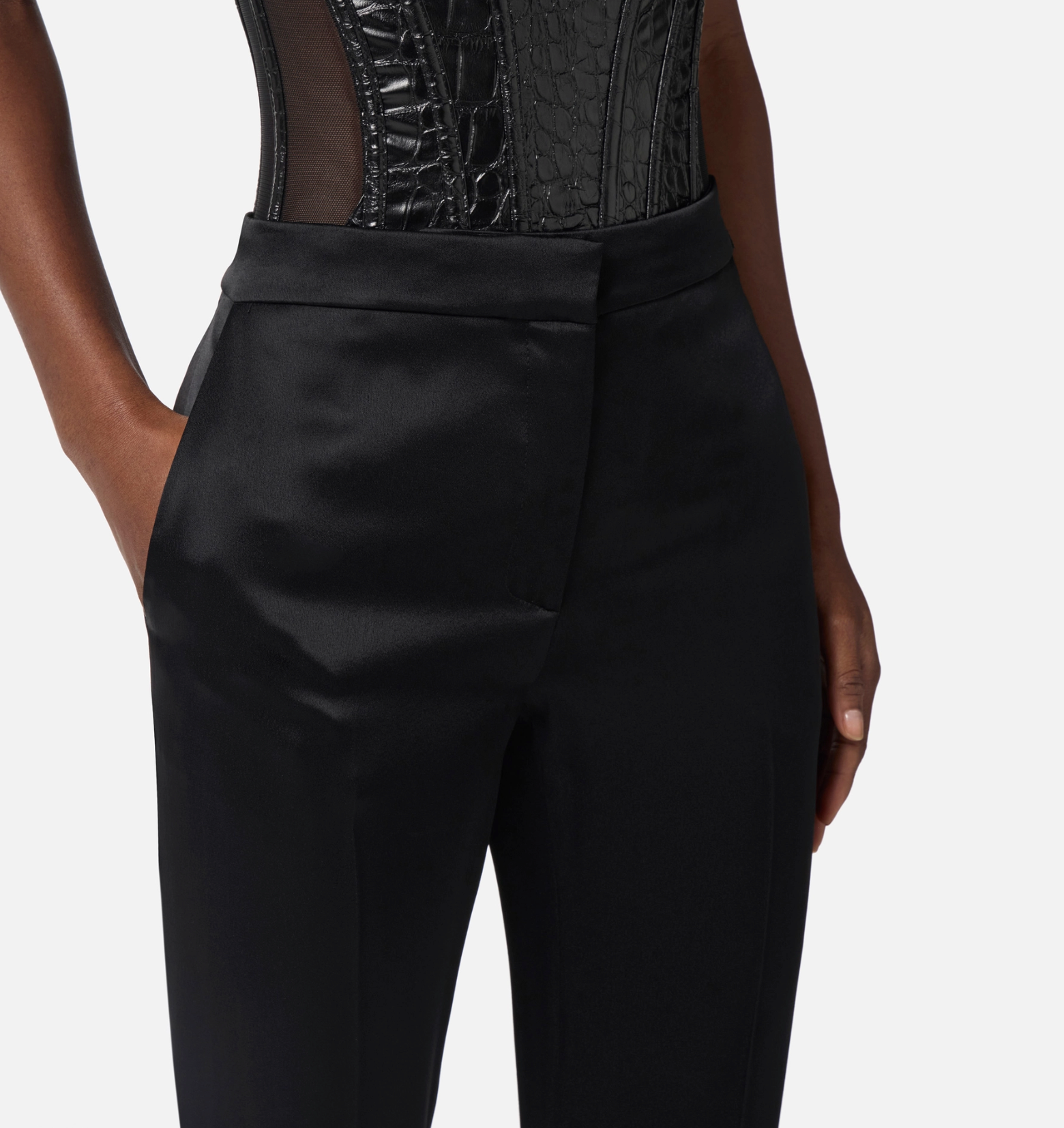 Satin trousers with slits