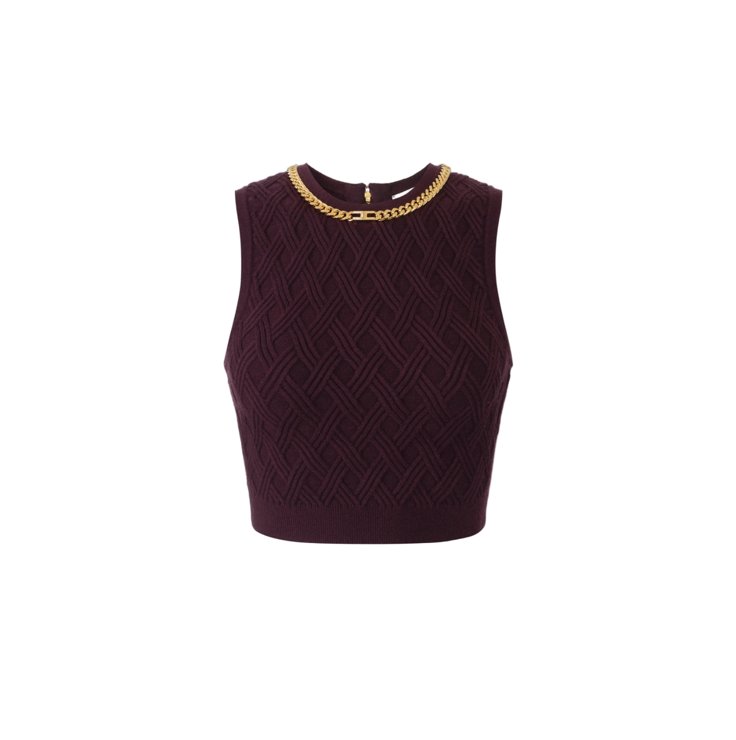 Top in knit fabric with diamond pattern and jewel details