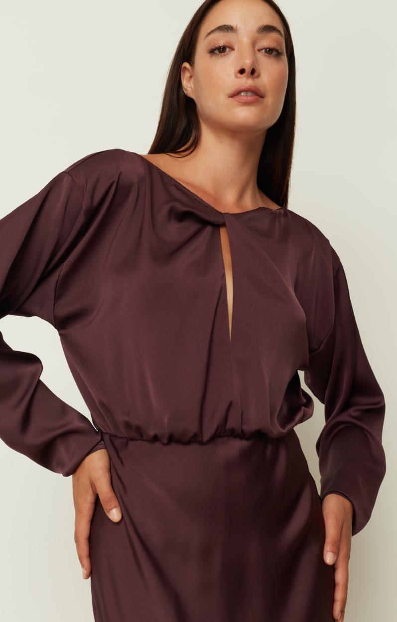Satin Long Flared Dress