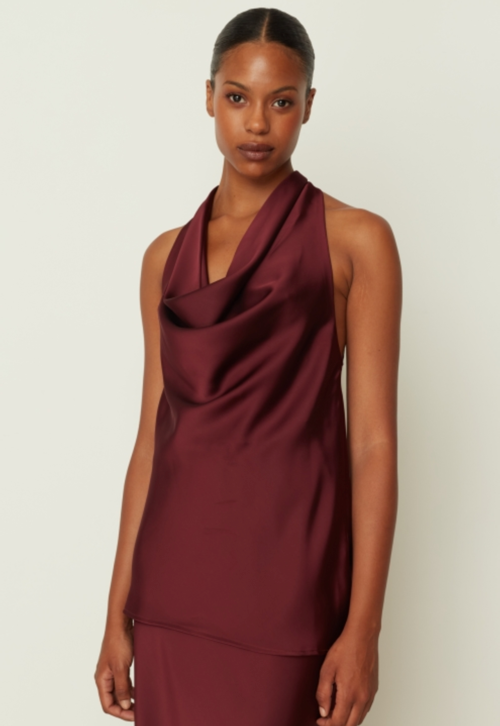 Satin Drape Blouse with Belt