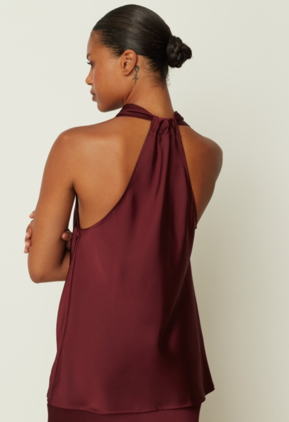 Satin Drape Blouse with Belt