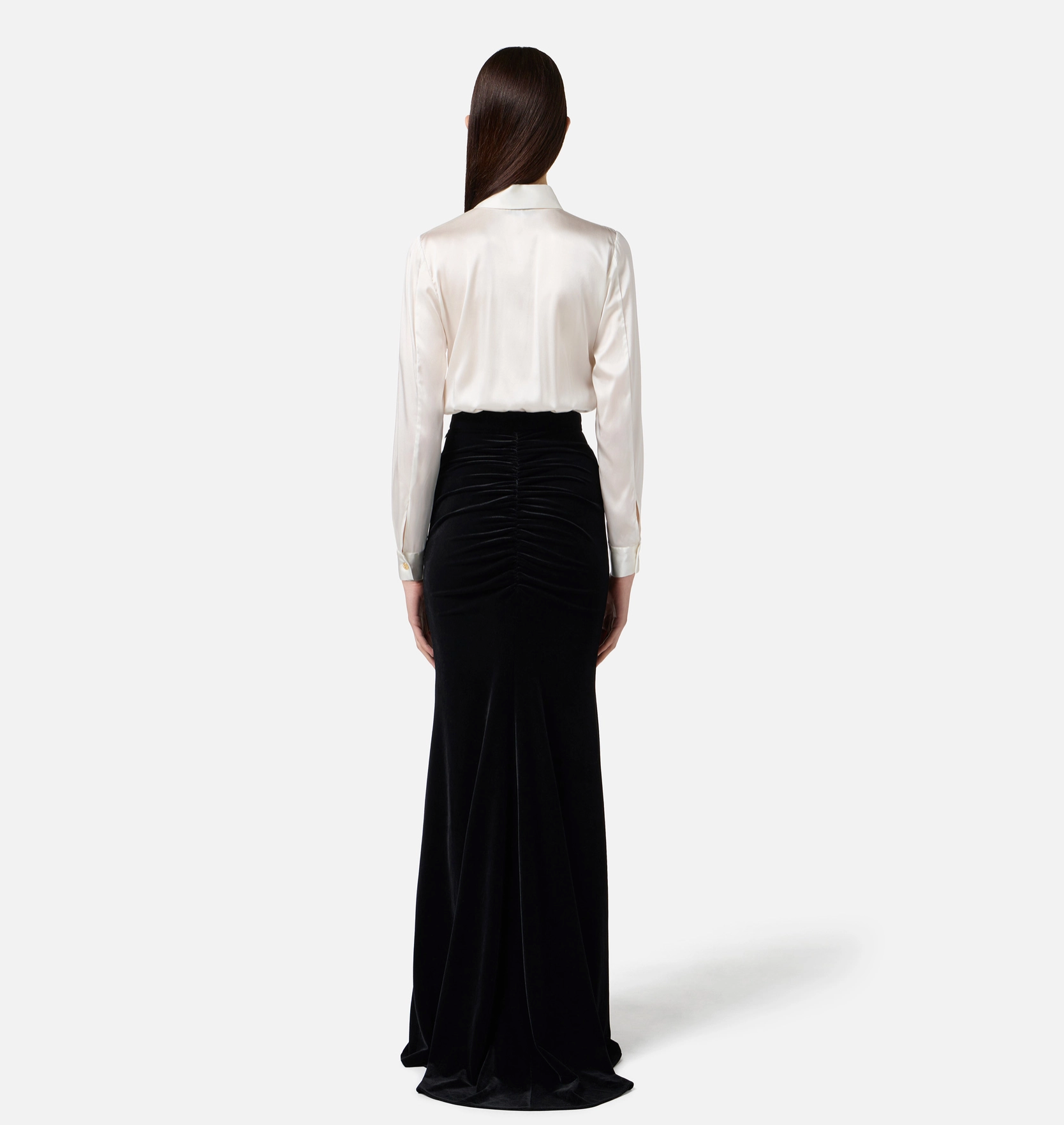 Red Carpet dress in satin and velvet fabric