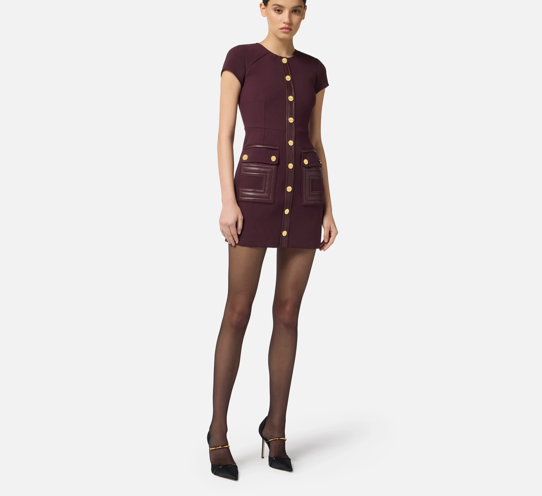 Dress in double-layer crêpe fabric with logo details
