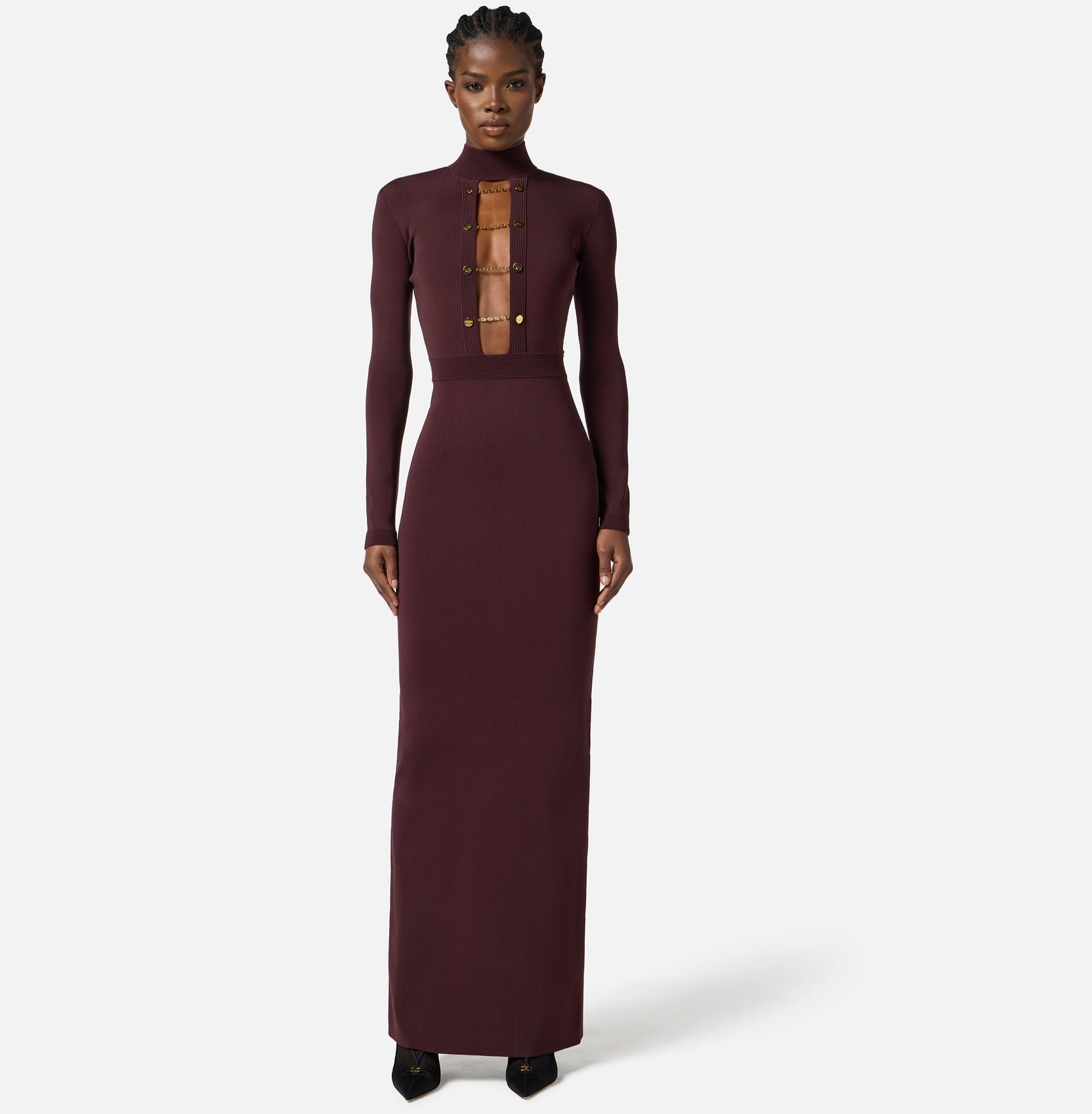 Viscose knit dress with jewel cufflinks