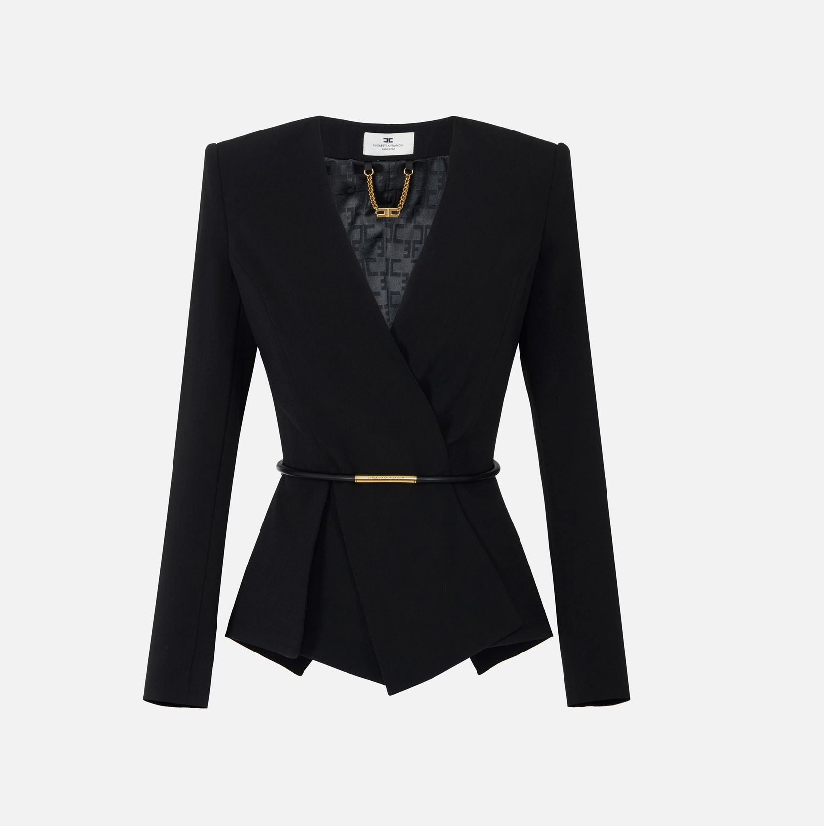Lightweight crêpe jacket with belt