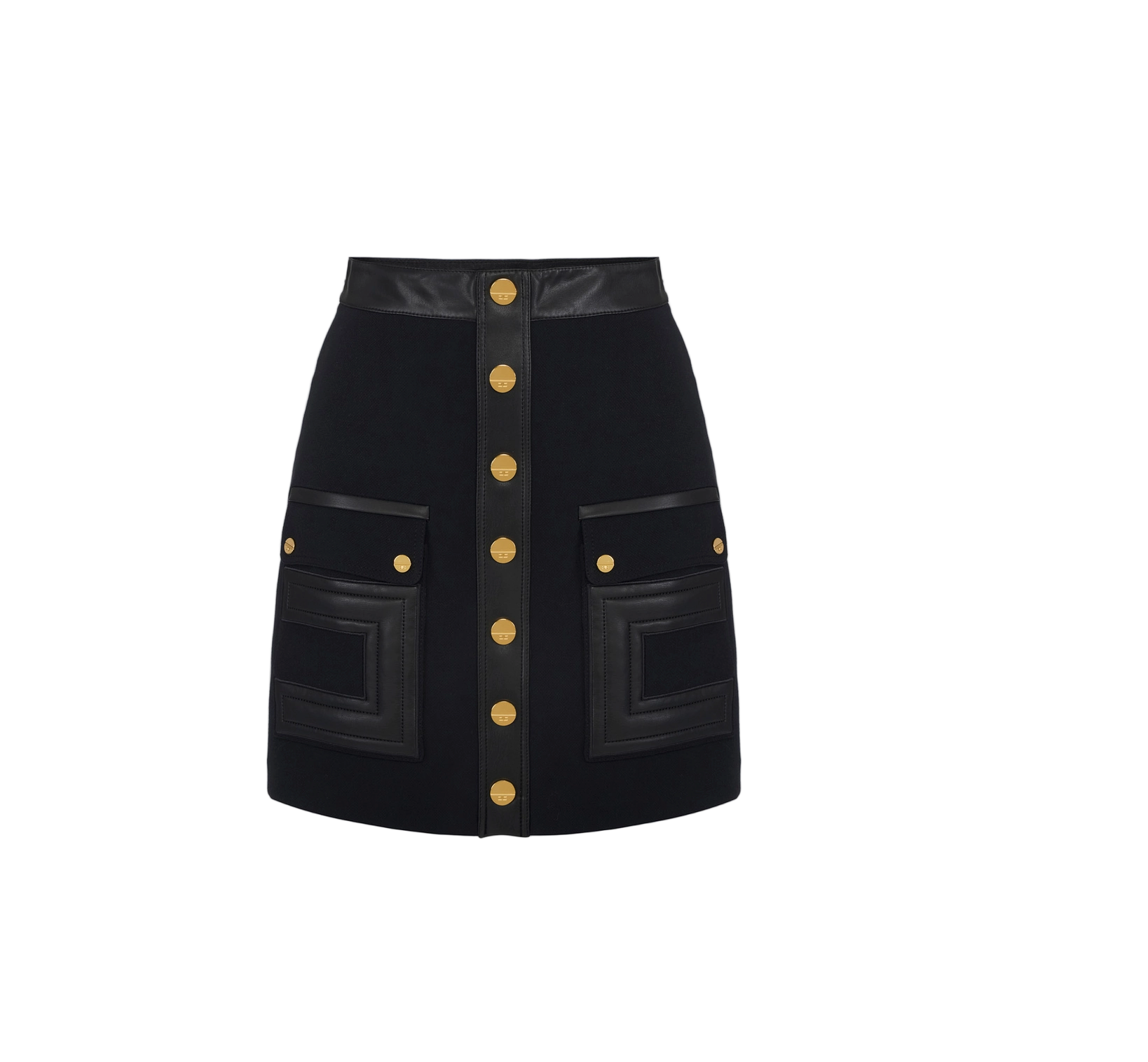 Mini skirt in double-layer crêpe fabric with logo details