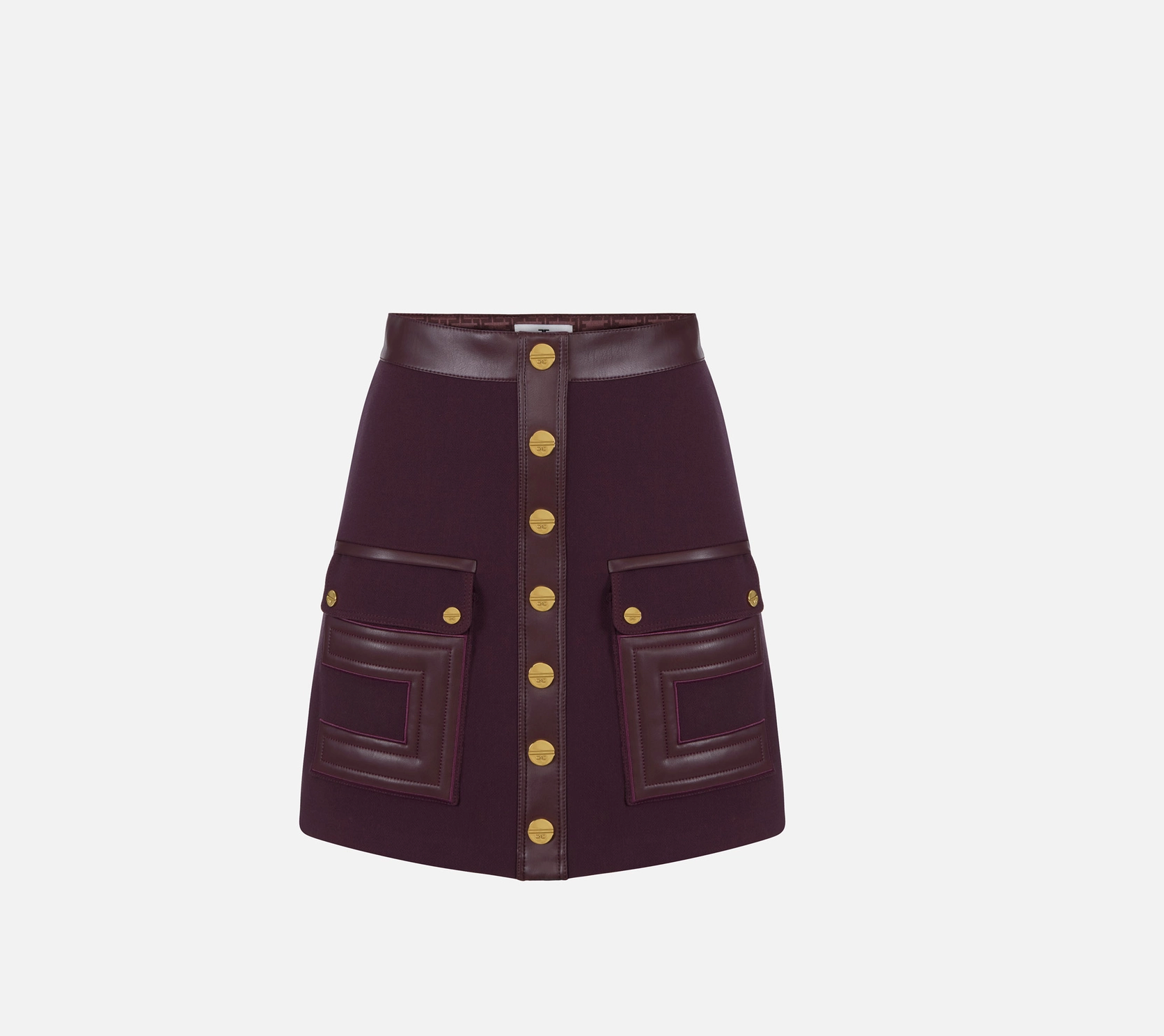Mini skirt in double-layer crêpe fabric with logo details