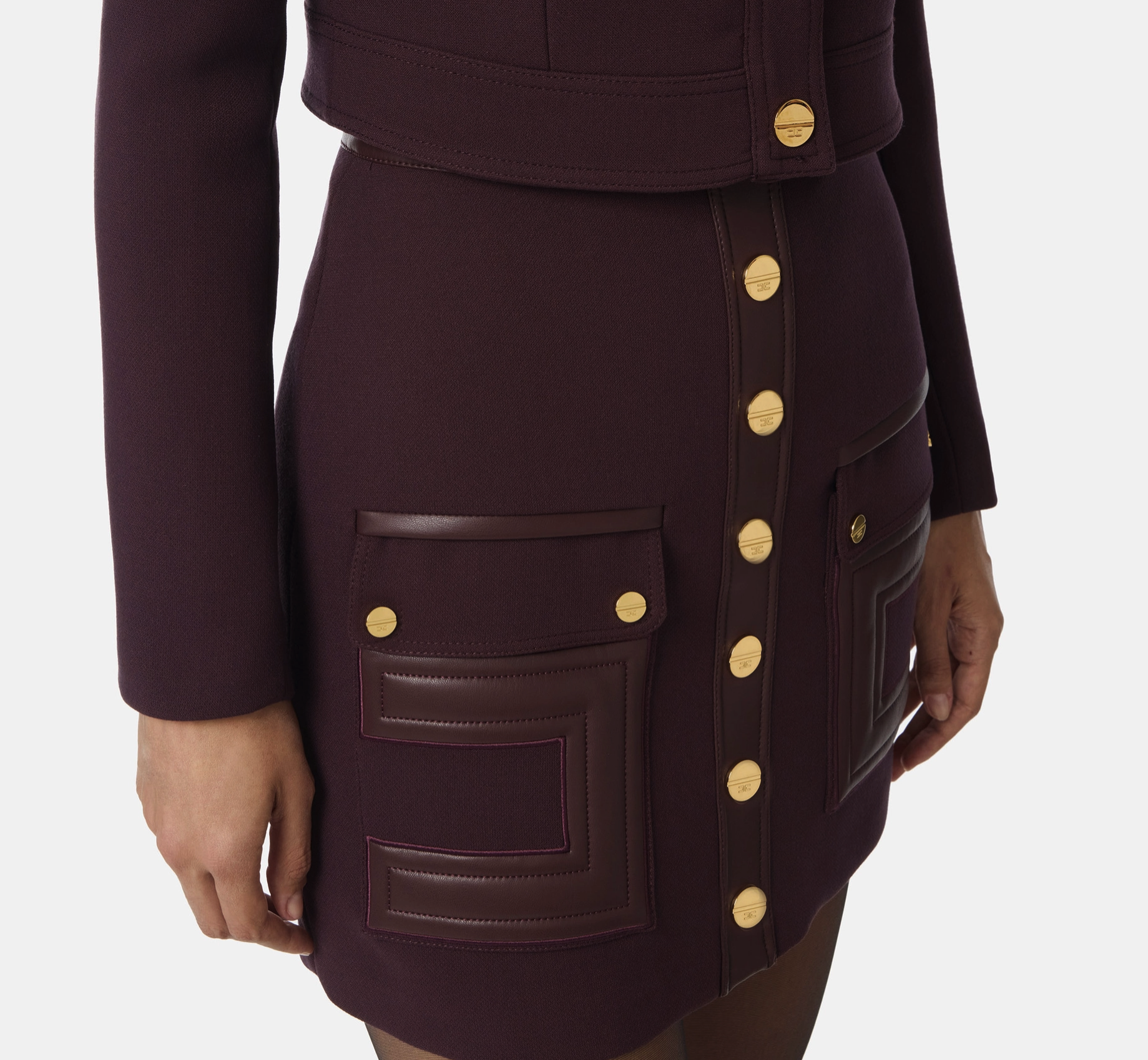 Mini skirt in double-layer crêpe fabric with logo details