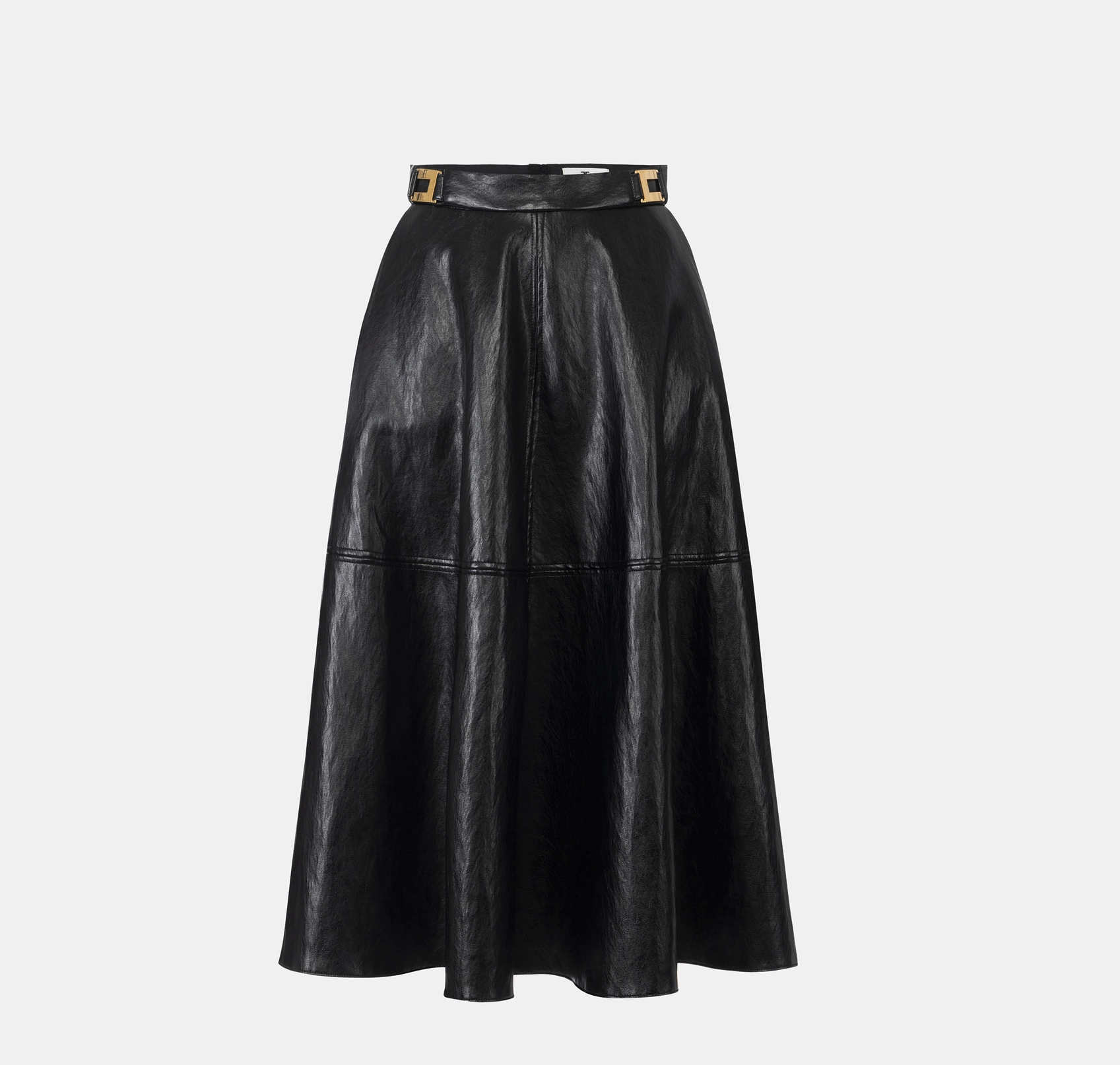 Crackled leather-effect skirt with logo details