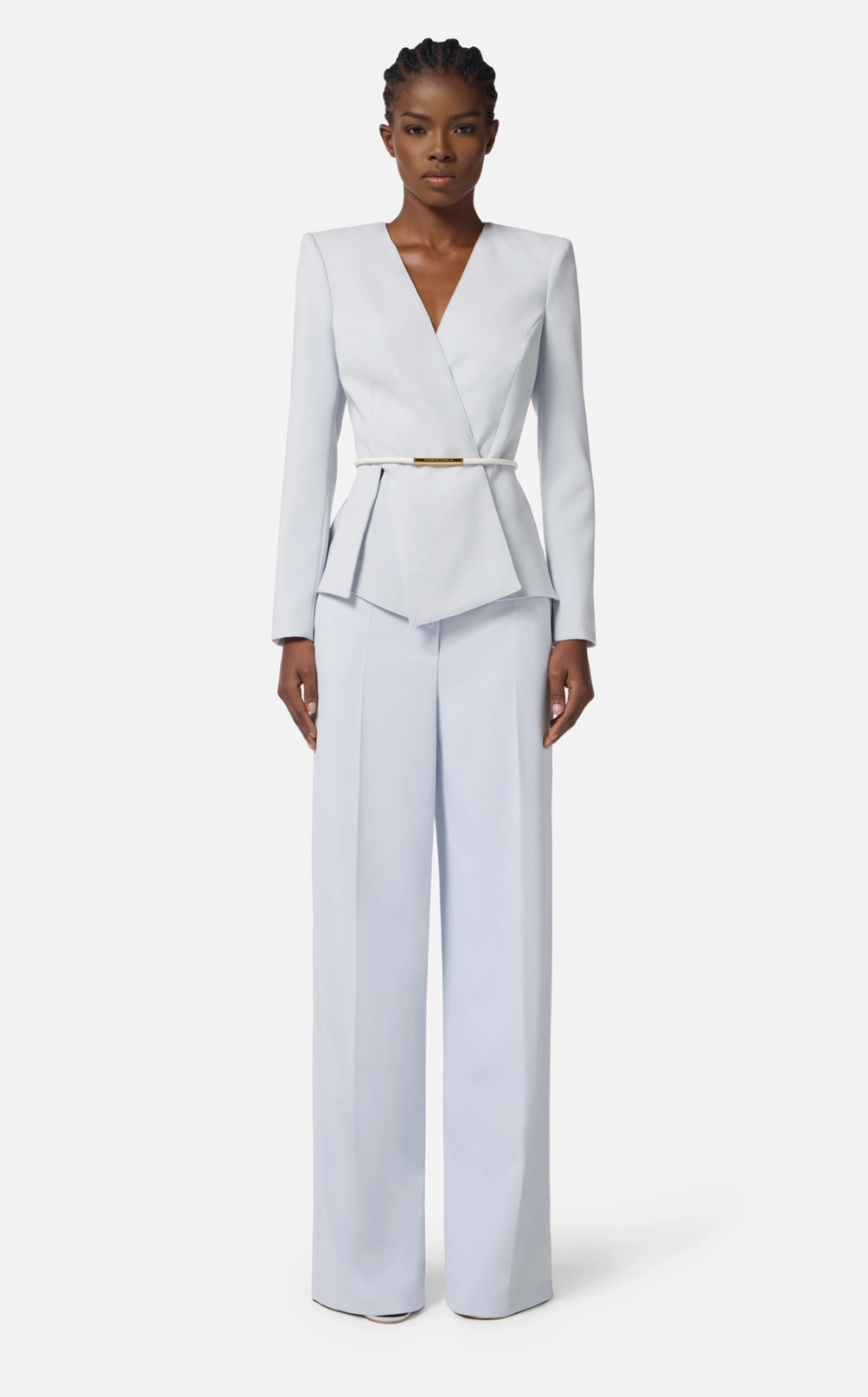 Lightweight crêpe jacket with belt