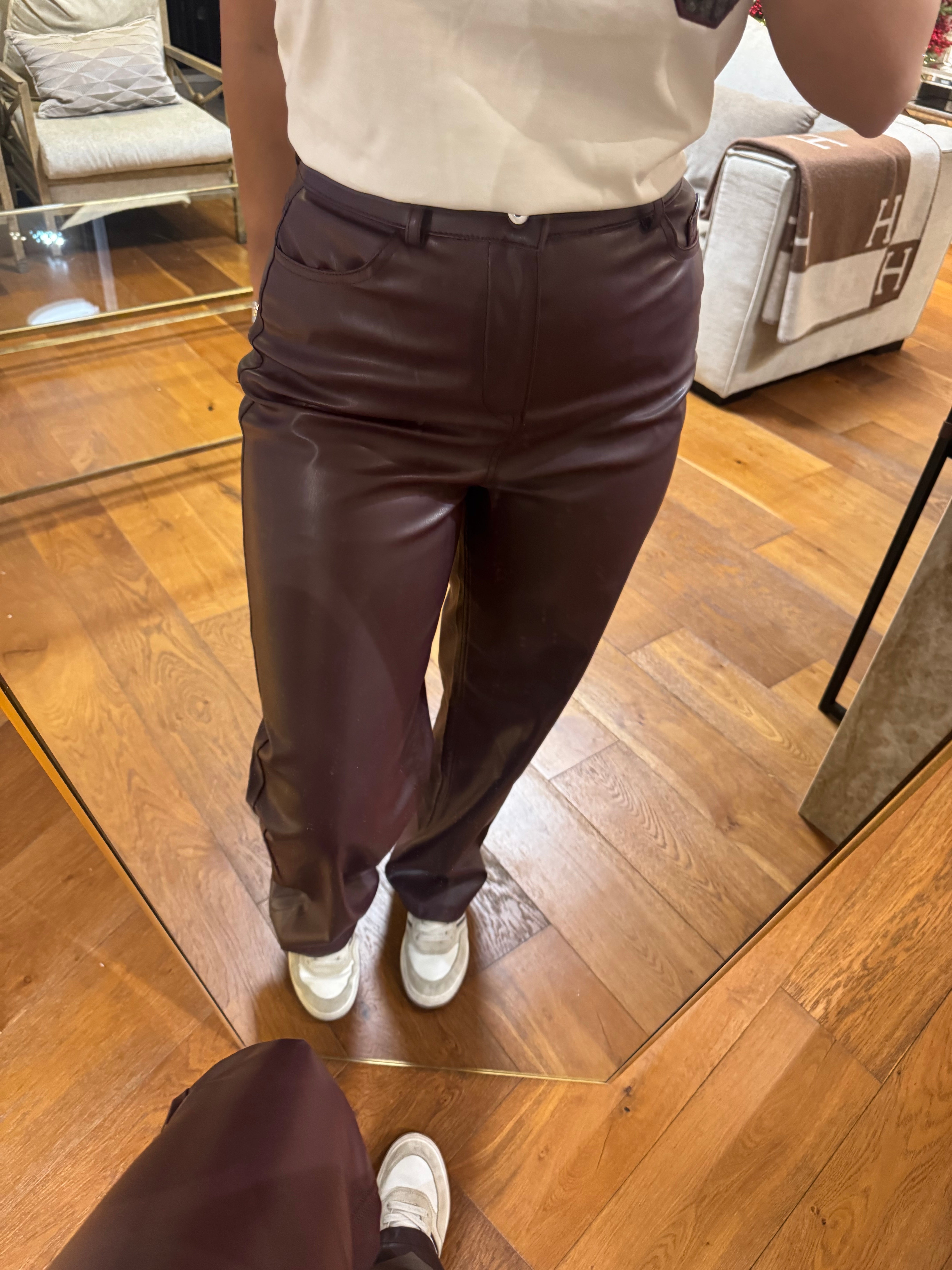 Straight Sky Leather Trousers