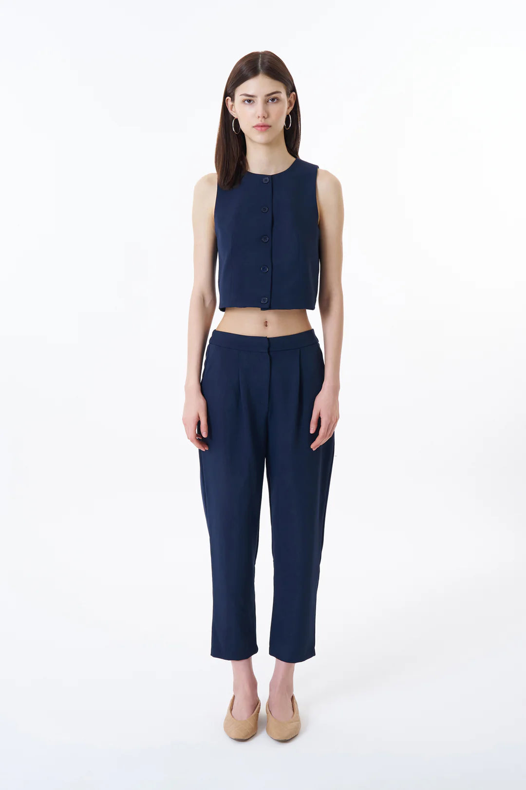 crop vest with buttons