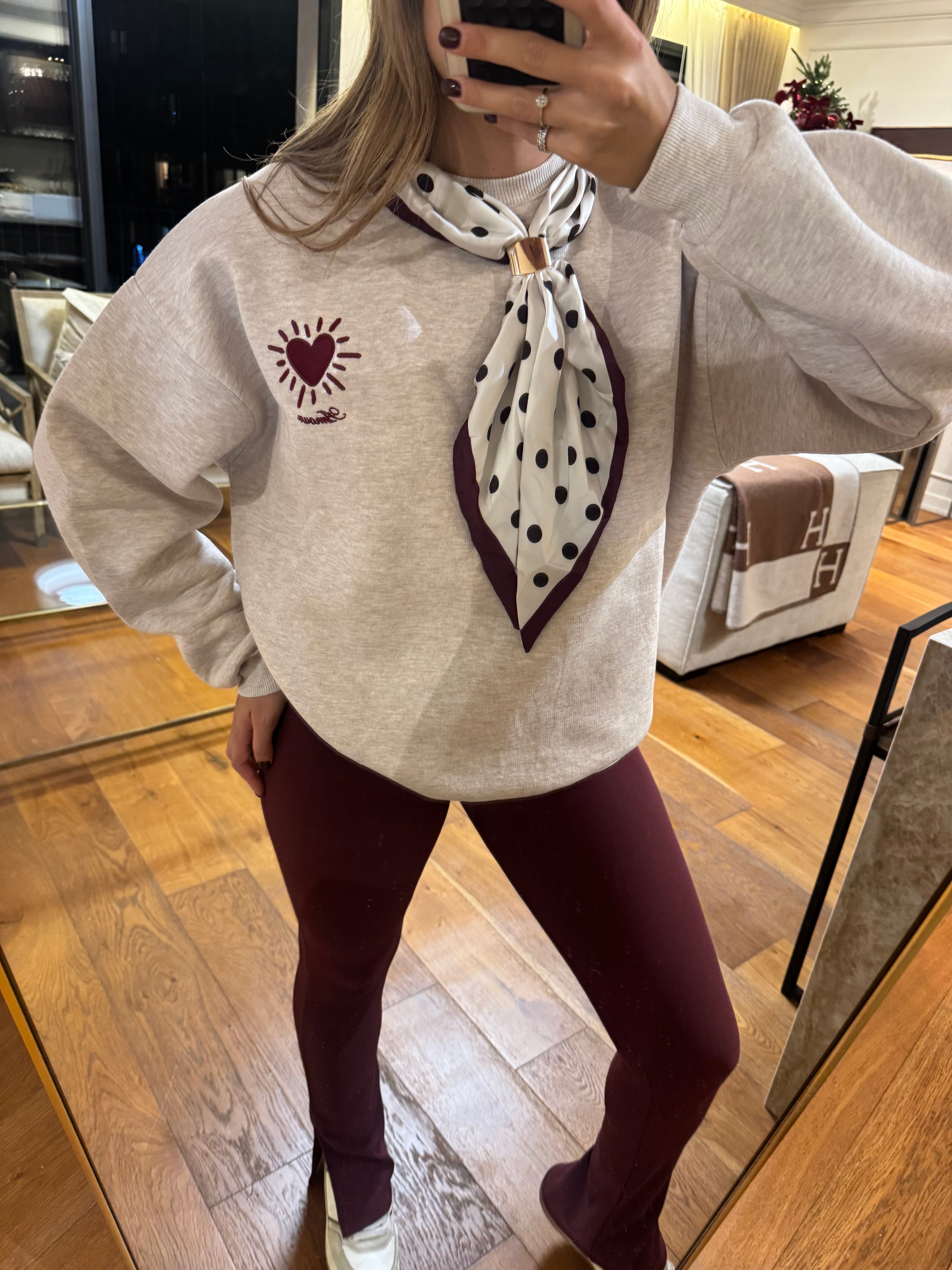 Beige Sweatshirt with Shal